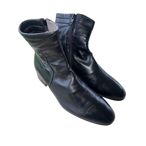 Vintage Black Leather Royal Imperial Florsheim Shoe Boot size 9.5D Made In Italy